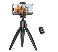 Fuloview Treppiede per telefono con telecomando wireless, mini supporto compatibile con telefoni cellulari, fotocamere
