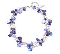 FULU AUTUMN Collana corta a strati con perle argentate e perle spesse, gioiello per costume da donna, regalo per la festa della mamma, Perla Cristallo Vetro, Perla, turchese
