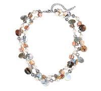 FULU AUTUMN Collana corta a strati con perle argentate e perle spesse, gioiello per costume da donna, regalo per la festa della mamma, Perla Cristallo Vetro, Perla, turchese