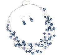 FULU AUTUMN Collana di perle a strati multifilo collane girocollo di perle per le donne gioielli con perline per feste di nozze, Perla, Perle sintetiche