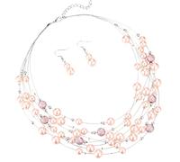FULU AUTUMN Collana di perle a strati multifilo collane girocollo di perle per le donne gioielli con perline per feste di nozze, Perla, Perle sintetiche