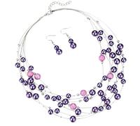 FULU AUTUMN Collana di perle a strati multifilo collane girocollo di perle per le donne gioielli con perline per feste di nozze, Perla, Perle sintetiche