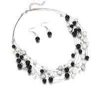 FULU AUTUMN Collana di perle a strati multifilo collane girocollo di perle per le donne gioielli con perline per feste di nozze, Perla, Perle sintetiche