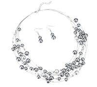 FULU AUTUMN Collana di perle a strati multifilo collane girocollo di perle per le donne gioielli con perline per feste di nozze, Perla, Perle sintetiche