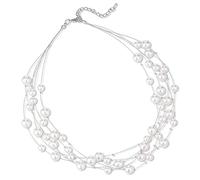 FULU AUTUMN Collana di perle a strati multifilo collane girocollo di perle per le donne gioielli con perline per feste di nozze, 17.1 inches, Perla