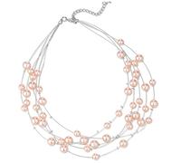 FULU AUTUMN Collana di perle a strati multifilo collane girocollo di perle per le donne gioielli con perline per feste di nozze, Perla, argento, Perle sintetiche