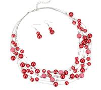 FULU AUTUMN Collana di perle a strati multifilo collane girocollo di perle per le donne gioielli con perline per feste di nozze, Perla, Perle sintetiche