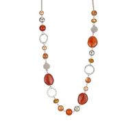 FULU AUTUMN Collana di perle lunga in argento - Collana boheme con cristalli e perle in pietra naturale, gioielli fantasia, idea regalo per la festa della mamma, 95 cm, Pietra Cristallo, Nessuna