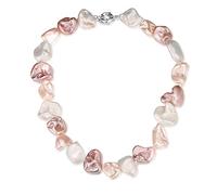 FULU AUTUMN Collana Girocollo di Perle Donna Collana Perline Grandi con Perle Bianche Gioielli di Stile Barocche Regalo Donna Compleanno(White pink)