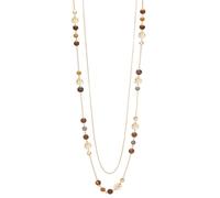 FULU AUTUMN Collana lunga da donna dorata, a doppio strato, con perle in pietra naturale, elegante collana alla moda, regalo per la festa della mamma, normale, Pietra, Non pietra preziosa