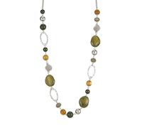 FULU AUTUMN Collana Lunga di Perle in Argento - Collana Boema Lunga con Perle di Cristallo e di Pietra Gioielli Fantasia - Bella Idea Regalo per la Festa della Mamma, 88 centimètres, Pietra Cristallo