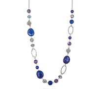 FULU AUTUMN Collana lunga di perle in argento - Collana lunga boheme con perle di cristallo e pietra gioielli fantasia, idea regalo per la festa della mamma, 88 cm, Pietra Cristallo, Nessuna pietra