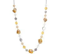 FULU AUTUMN Collana lunga in argento con perline per donne collana a catena con perle di cristallo conchiglia perline gioielli alla moda regali per le donne, Perla Resina Cristallo, Non pietra