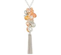 FULU AUTUMN Collana lunga in argento da donna, collana lunga con ciondolo con perline e frange, gioielli fantasia, regalo per la mamma, Perla Cristallo Resina, Nessuna pietra preziosa