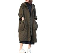 FULUJIDI Cardigan Cappotto Maglione Giacca con Abbottonatura Multi-Bottone Cappotto da Donna con Cappuccio alla Moda con Coulisse Grandi Tasche A metà Polpaccio per Ogni Giorno Taglia Unica Verde