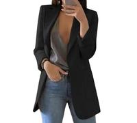 FULUJIDI Giacca Classico Cappotto da Ufficio da Donna con Fodera Blazer Colori Puri Giacca Casual da Donna Resistente al Freddo con Apertura Frontale 3XL Nero