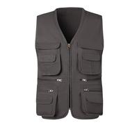 FULUJIDI Gilet Vest Gilet da Uomo da Pesca per Fotografia Multitasche Grande 4XL Verde Militare Scuro