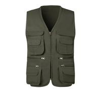 FULUJIDI Gilet Vest Gilet da Uomo da Pesca per Fotografia Multitasche Grande XL Verde Militare Chiaro 1