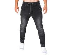 FULUJIDI Jeans Pantaloni Jeans da Uomo da Esterno Jeans Skinny Jeans alla Moda con Tasche E Jeans Pantaloni A Matita in Jeans alla Caviglia 3XL Neri