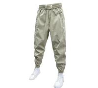 FULUJIDI Pantaloni da Uomo di Mezza Altezza Pantaloni Casual con Lacci A Vita Elastica da Uomo con Tasche Morbidi E Traspiranti Fasciati alla Caviglia per Simple M Khaki