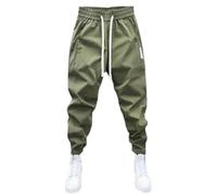FULUJIDI Pantaloni da Uomo di Mezza Altezza Pantaloni Casual con Lacci A Vita Elastica da Uomo con Tasche Morbidi E Traspiranti Fasciati alla Caviglia per Simple 3XL Green