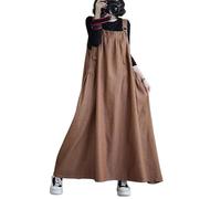 FULUJIDI Vestito Abito Dress Donna Abito Completo in Denim da Donna Abito Maglione Boho Jean Senza Maniche Abito Scamiciato con Orlo Largo XL Marrone Chiaro