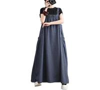 FULUJIDI Vestito Abito Dress Donna Abito Completo in Denim da Donna Abito Maglione Boho Jean Senza Maniche Abito Scamiciato con Orlo Largo M Blu