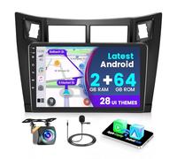 Fuluku 2+64G Android 13 Autoradio per Toyota Yaris 2005-2011 con Carplay Android Auto Senza Fili, Stereo con Schermo da 9 pollici con Bluetooth/WiFi/GPS/Backup Camera/FM/RDS/SWC/28 set di Temi