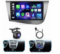Fuluku 4+128GB Autoradio Android 15 per Seat Leon 2005-2012 Touch Screen 9" | Stereo auto con Wireless Carplay Android Auto, Radio Bluetooth, GPS, Telecamera Posteriore/FM/RDS/EQ/WiFi/SWC/UI