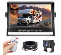 Fuluku Telecamera di Retromarcia con 7 Pollici di Monitor, AHD Grandangolo Impermeabile Visione Notturna Targa con Cavo 15m per Auto/Camion/Auto/Pickup/SUV/Furgone/Camper 12-24V
