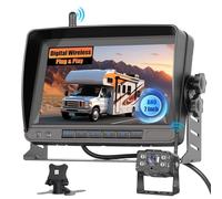 Fuluku Telecamera di Retromarcia Wireless con 7'' IPS Monitor per Camion, Plug&Play/Grandangolo/Linea guida regolabile/IP69 Impermeabile Telecamera Posteriore per Camper Bus