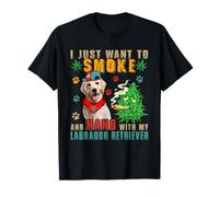 Fuma e resta con Il Mio Labrador Retriever Funny Smoker Weed Maglietta