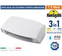 FUMAGALLI APPLIQUE BIANCO DA ESTERNO DOPPIA EMISSIONE 7.5W CAMBIA COLORE 3IN1