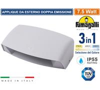 FUMAGALLI APPLIQUE GRIGIO DA ESTERNO DOPPIA EMISSIONE 7.5W CAMBIA COLORE 3IN1