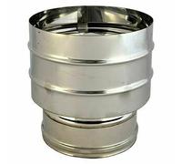Fumaiolo a cappello doppia parete Antivento A Botte in Acciaio Inox AISI 304. Terminale della canna fumaria con disco anti-pioggia (Ø CM 8) (Ø 25/30 CM)