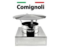Fumaiolo/Cappello/Comignolo/Terminale Antipioggia BASE QUADRATA mod. Cinese. CE