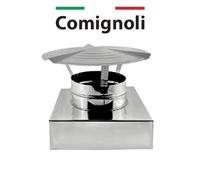 Fumaiolo/Cappello/Comignolo/Terminale Antipioggia BASE QUADRATA mod. Cinese. CE