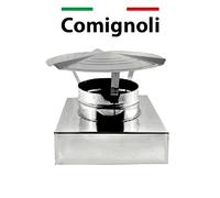 Fumaiolo/Cappello/Comignolo/Terminale Antipioggia BASE QUADRATA mod. Cinese. CE