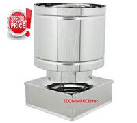 Fumaiolo comignolo antivento acciaio inox 304 base quadra canna fumaria 27x27
