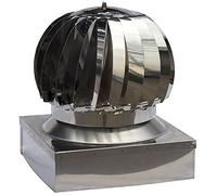 Fumaiolo Comignolo Canna Fumaria Camino Cappello Testa Girevole Base Quadrata In Acciaio Inox attacco maschio (CM 37 X 37)