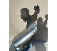 FUMAIOLO COMIGNOLO GIREVOLE GALLO CON GALLETTO ZINCATO PER CANNA FUMARIA (27x27cm)