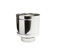Fumaiolo da 220mm terminale tipo botte 4 venti inox AISI 304 base tonda M maschi