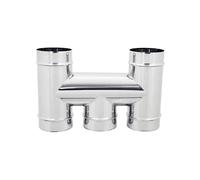 Fumaiolo terminale da 130mm modello ad H inox AISI 304 base tonda con innesto M