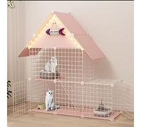 FUMANYI Gabbie per Gatti da Interno con Tetto E Porta, Casetta Gatto, Recinto per Cortile di Esercizio per Gatti Fai da Te Staccabile in Metallo Canile per Animali Domestici Cassa, Facile da Montare