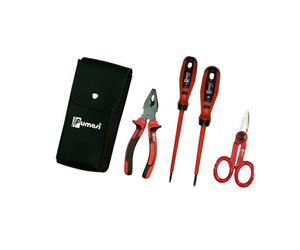 Fumasi Trousse 4 utensili in similpelle, con cacciaviti isolati 1000V, 100449
