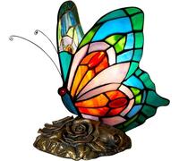 FUMAT Lampada in Stile Tiffany con Farfalla da Comodino e Tavolo per Soggiorno, Camera da Letto