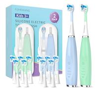 FUMEIKANG Spazzolini elettrici per bambini, confezione da 2, spazzolino sonico intelligente per ragazzi e ragazze, blu+menta