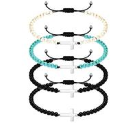 Fumete 16 braccialetti dell'amicizia con croce, per donne e uomini, con Gesù Cristiano, fatti a mano, regolabili, in corda di nylon intrecciata, braccialetti abbinati per battesimo, regali fortunati