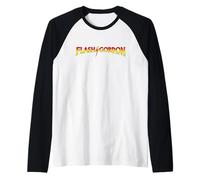 Fumetto Classico con Logo con Testo Rosso e Giallo di Flash Gordon Maglia con Maniche Raglan