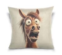 Fumetto Divertente Cavallo Paura carino federe cuscino copre fresco Home Decor Per Divano Letto 18 x 18